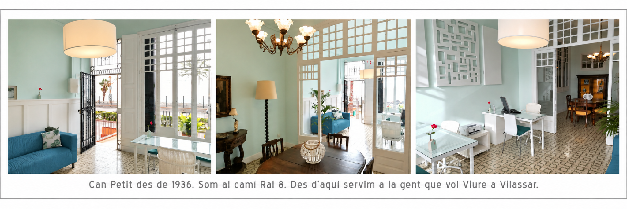 Tres vistes completes de l’interior de Can Petit. Can Petit des de 1936, al Camí Ral 8